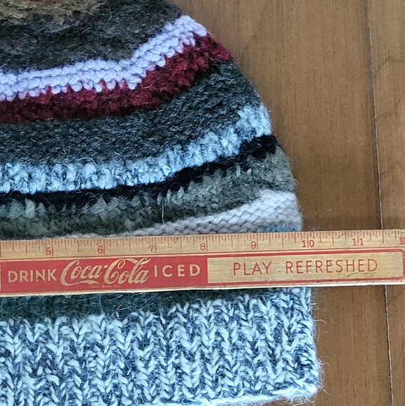 Vintage Hand Knit Striped Hat  Beanie Toque J Crew Y2K - Picture 6 of 10